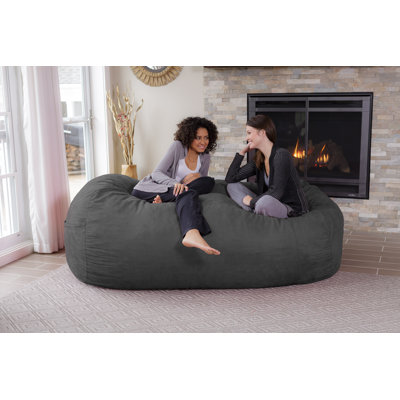 Bean Bag Chair Lounger - Giant 7 Foot Classic Shredded Memory Foam Filled Furniture Bean Bag Chair Lounger with Removable and Machine Washable Cover -