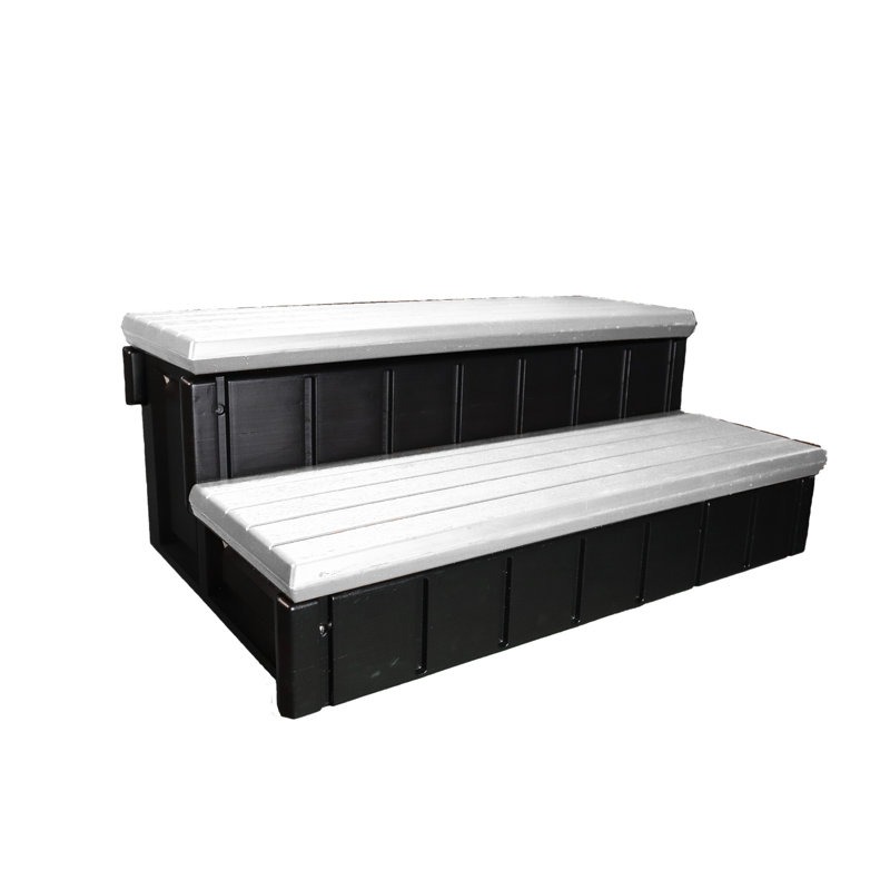Gray and Black Resin Spa Storage Step with 300lb Capacity