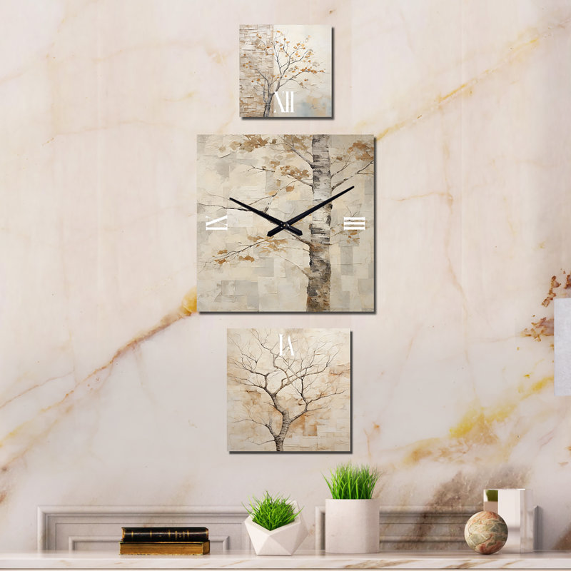 Horloge murale surdimensionnée Evelyna - arbres