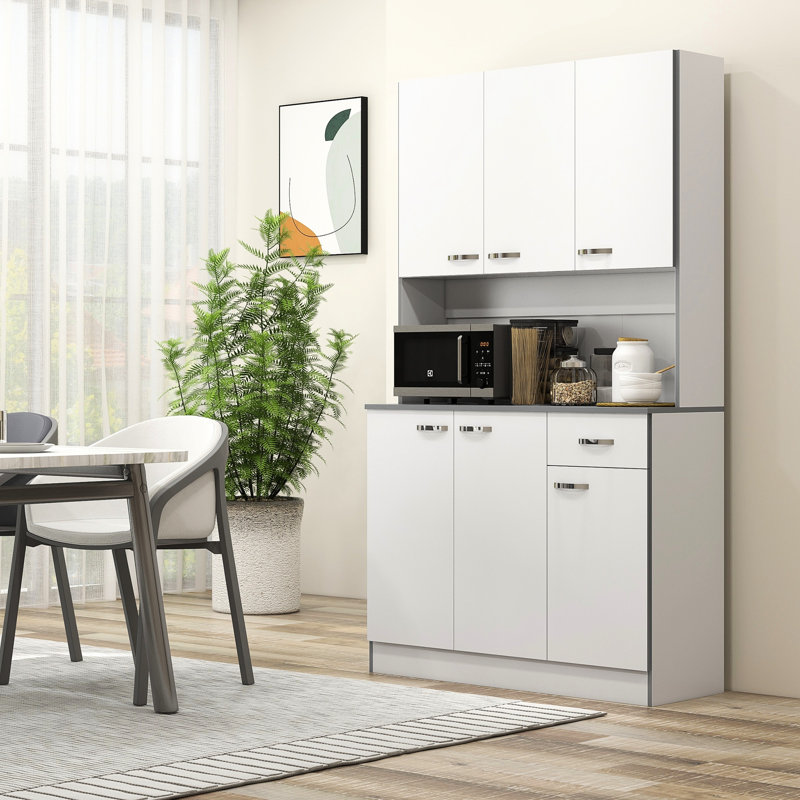 Buffet de cuisine avec tablettes réglables pour la vaisselle - armoire de rangement blanche H 70,15 po