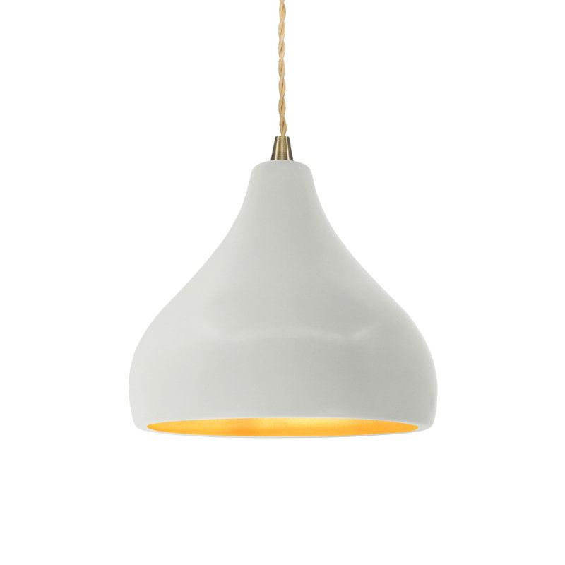 Luminaire suspendu à 1 lumière Meydan, H 7,25 po x l 8 po x P 8 po, Blanc mat / or champagne, Laiton antique