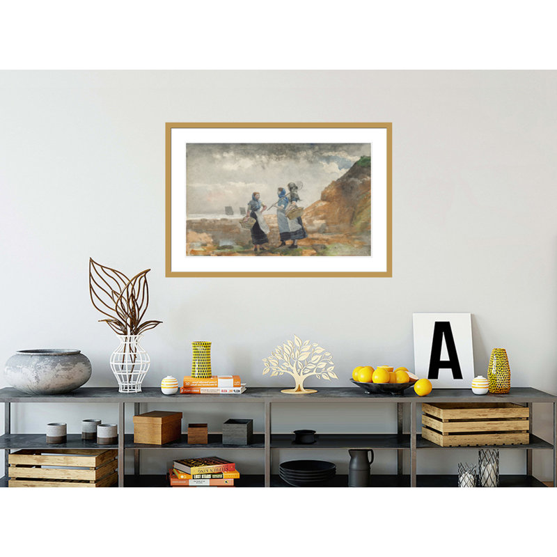 «Three Fisher Girls Tynemouth» par Winslow Homer, impression giclée sur cadre, H 28,26 po x l 41,5 po