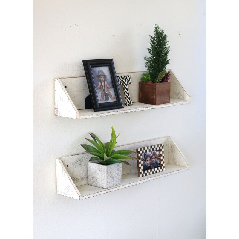 Martinsdale 2 Piece Solid Wood Floating Shelf, White