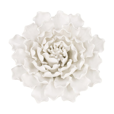 Décoration murale en céramique crème faite à la main D7,3 x 2,8 po
