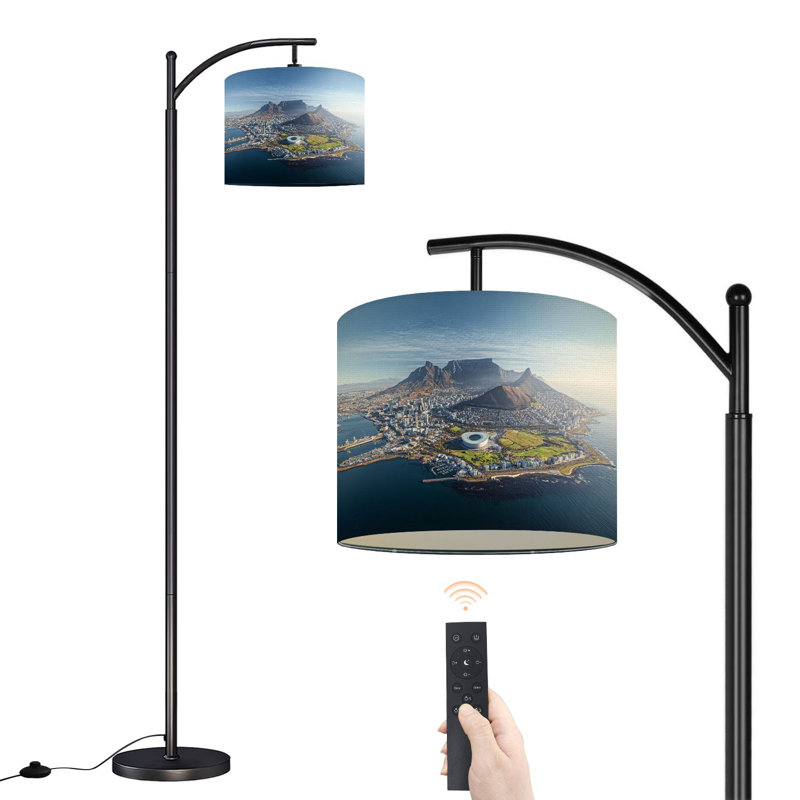 Arc Floor Lamp with Adjustable Lampshade Aerial coastal view Cape Town South Africa Standing Lamp 3 Color Temperatures Dimmable Tall Pole Lamp with Foot Switch for Bedroom