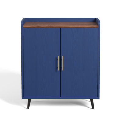 31.5'' W×19'' D Mid-Century Style Home Bar Cabinet With Doors, Indoor Mini Bar With Storage For Living Room & Office, Wooden Bar Stand With Wine Rack, Buffet Cabinet For Kitchen & Dining Room