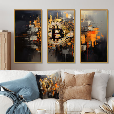 Or et gris - Crypto monnaie - art mural mode