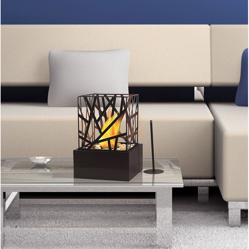 Maeve Metal Bio-Ethanol Outdoor Tabletop Fireplace, Black
