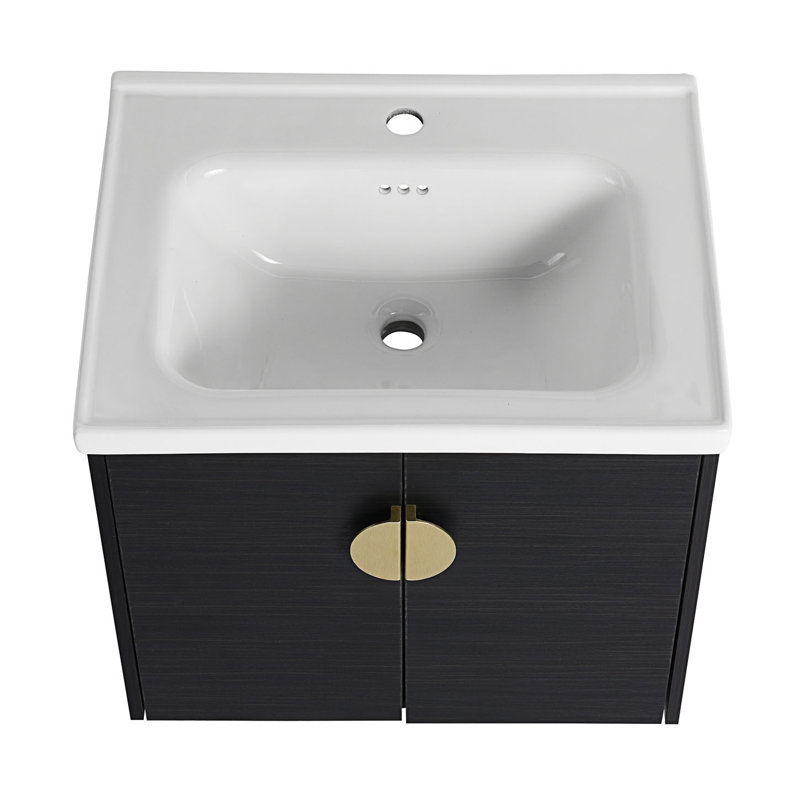 Meuble-lavabo à fermeture en douceur avec lavabo