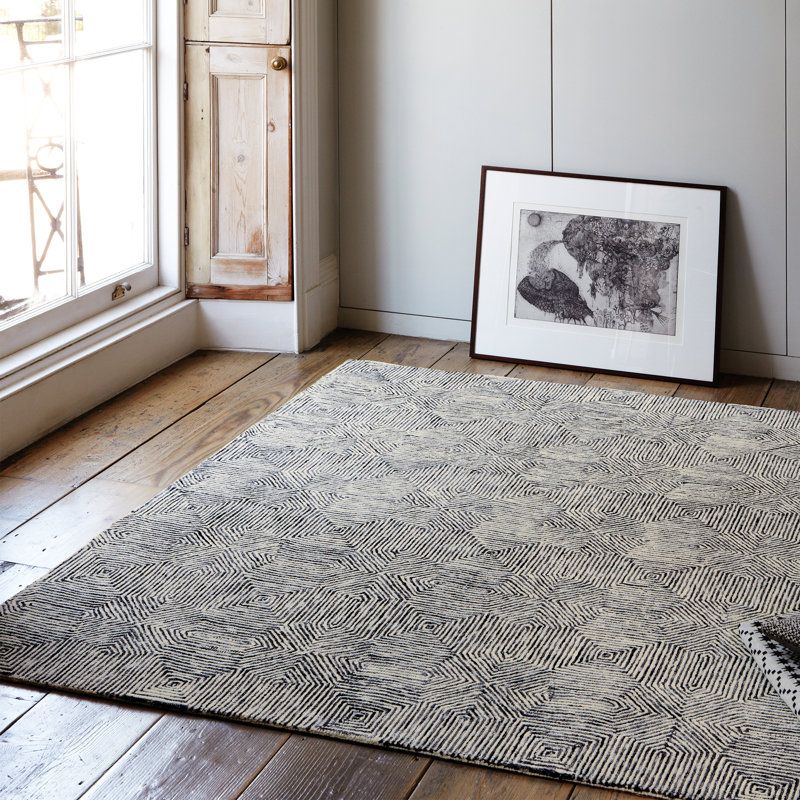 Deutsch Hand Woven Wool Grey Indoor Rug, Rectangle 120 x 170cm