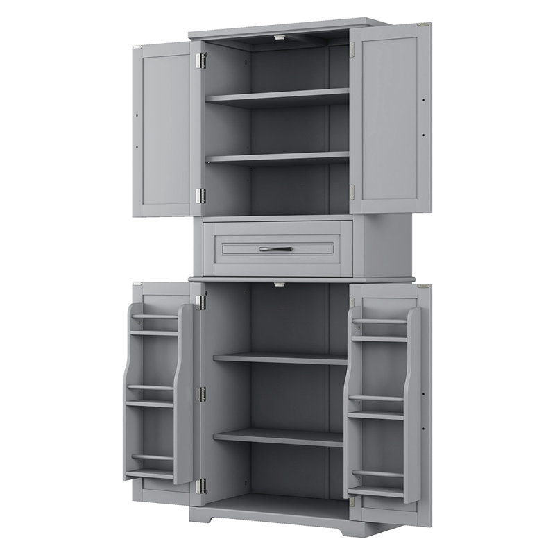 Bathroom Storage Cabinet With Adjustable Shelf And Drawer Multiple Storage Space, Gray