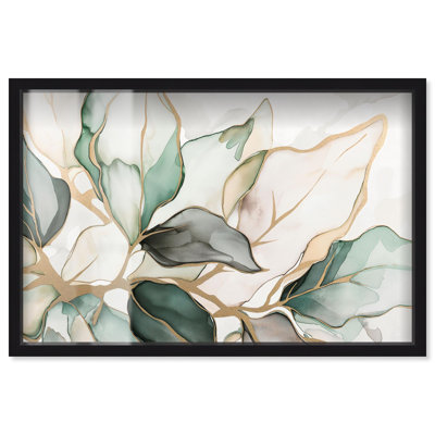 «Golden Veiné Leaves II Shadowbox Print», art mural tendance par Art Remedy