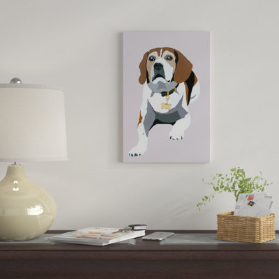 « beagle on gray » par julie ahmad, reproduction d’impression sur toile tendue