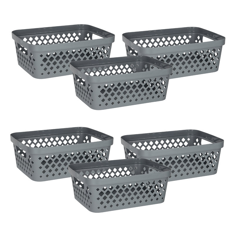 Glad Diamond Storage Baskets, Set of 6, Gray, 8qt