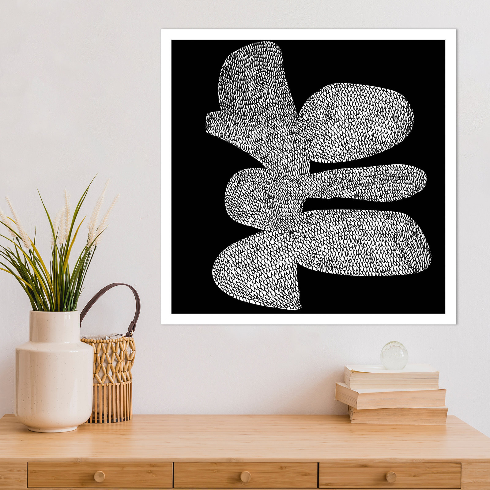 Bera "Craft" Print by Dan Hobday, White, 21" H x 21" W