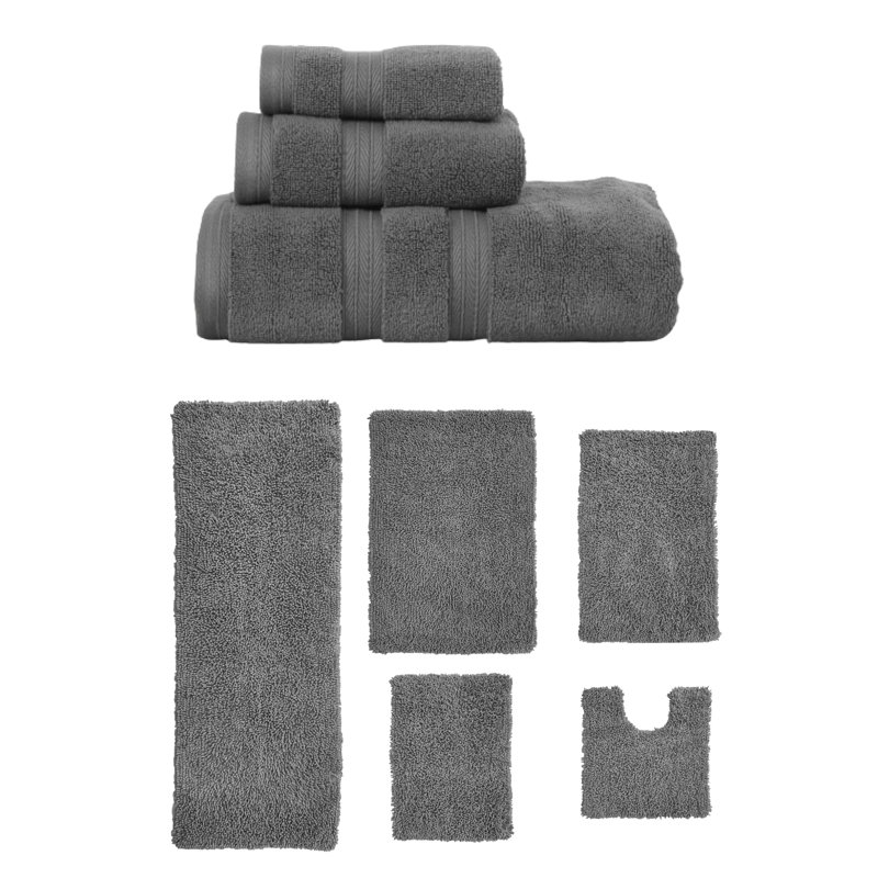 Ensemble de serviettes de bain 3 pièces et de tapis de bain 5 pièces Bruno Collection 100% coton doux (ensemble de 8)