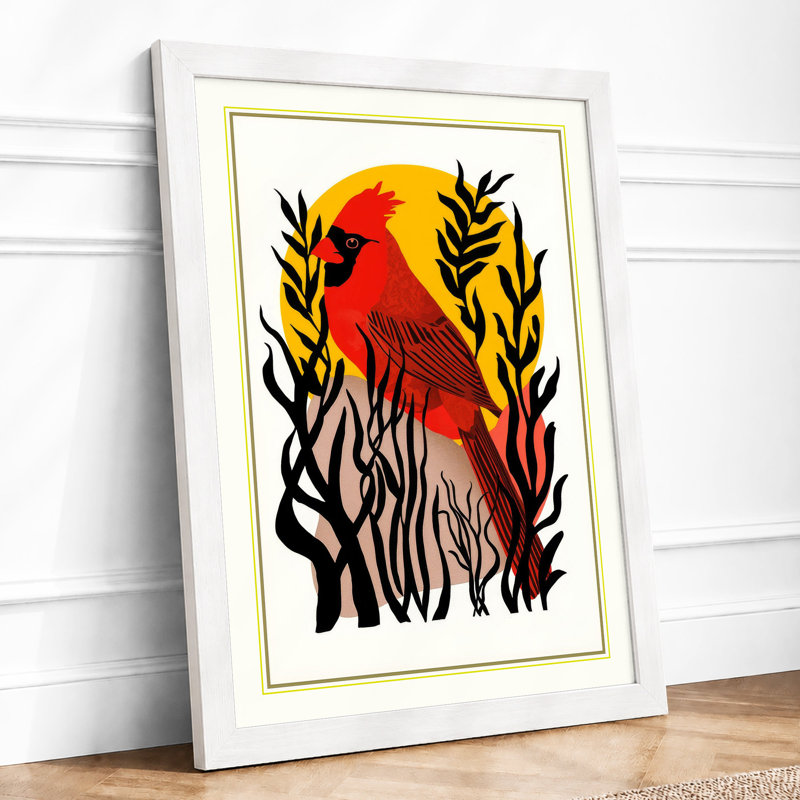 Bird And Rising Sun Botanical - Print, A4 - 29.7 x 21.0 cm, White