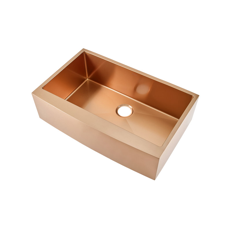 Rivage 33 x 21 Stainless Steel, Single Basin, Farmhouse Kitchen Sink with Apron, Rose Gold