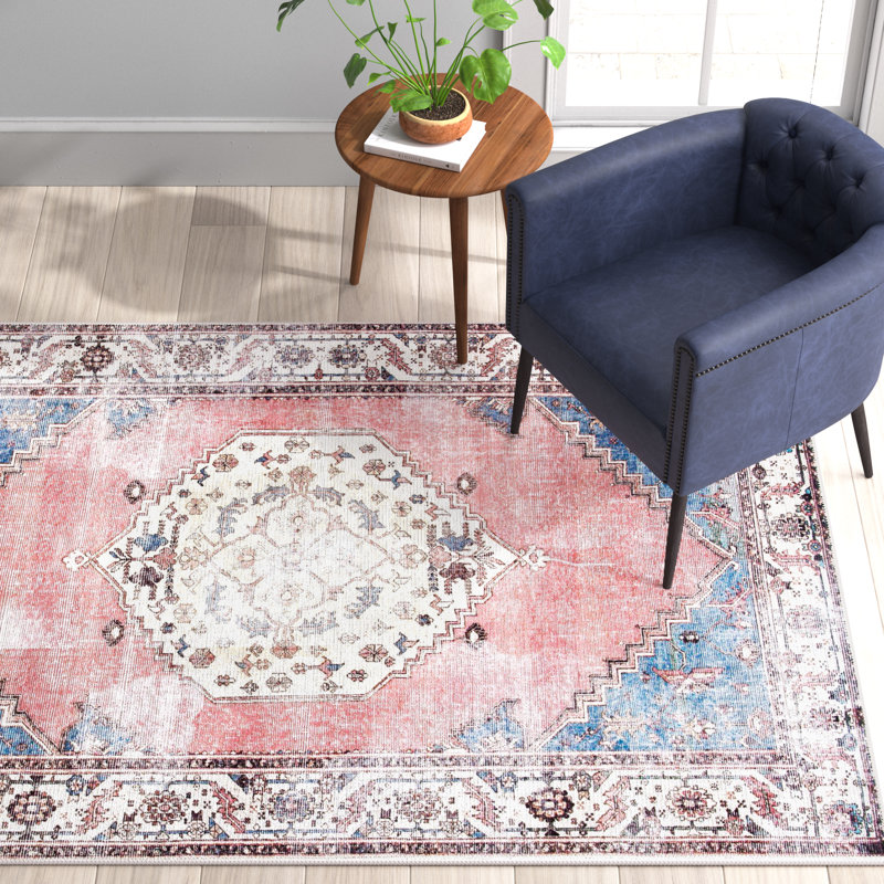 Tapis oriental ivoire / rose Adelene, Rectangle 4 pi x 6 pi