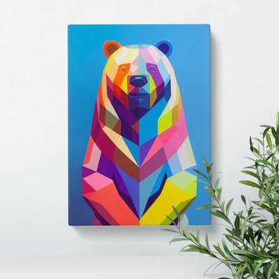 Geometric Bear No.1 Abstract - Wrapped Canvas Print