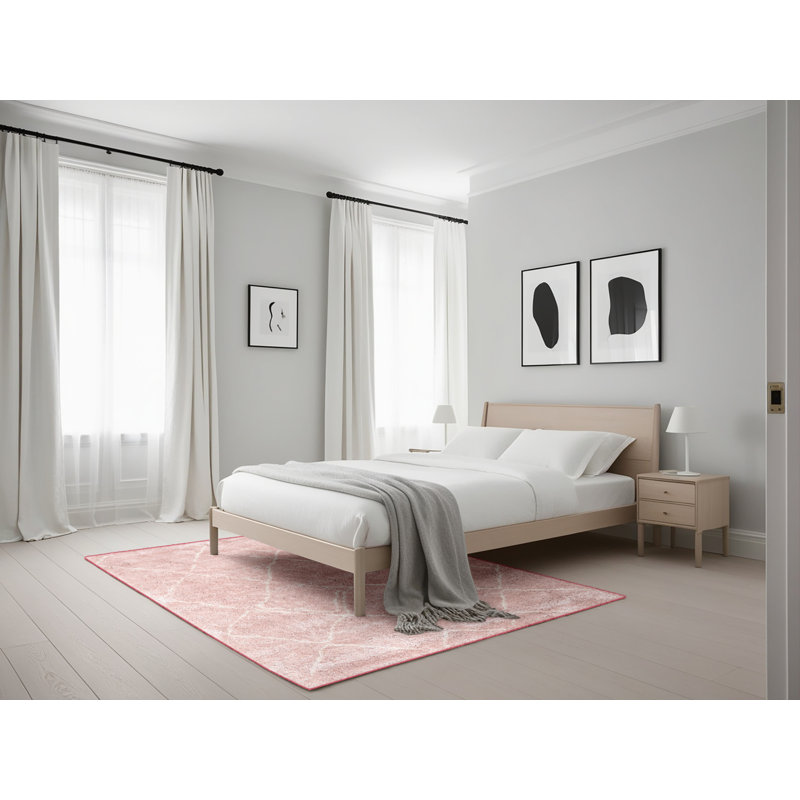 Tapis de zone rose contemporaine, Rectangle 5 pi x 7 pi