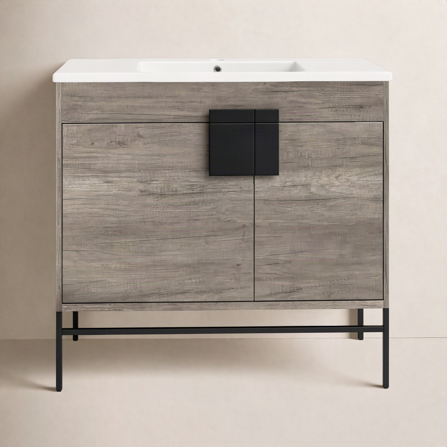 Maisie 36'' Single Bathroom Vanity, Gray, Black Matte