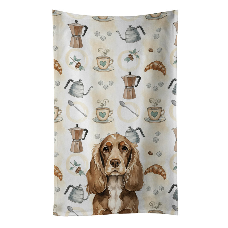 Chocolate Cocker Spaniel Coffee Bar Kitchen Towel, Chocolate Cocker Spaniel