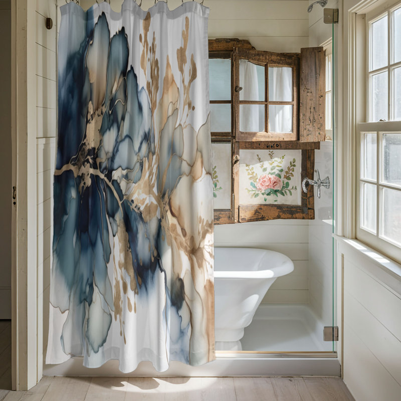 Kielle Abstract Shower Curtain, 74"H x 71"W