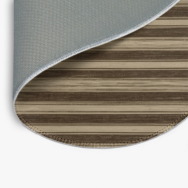Tapis intérieur / extérieur brun HorizontalStripes, Rond 5 pi