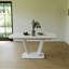 Table de salle à manger 62,99 à 78,74 po blanc gris, table de salle à manger en panneau de fibres à densité moyenne et table de salle à manger extensible de style industriel moderne avec pieds en forme de U