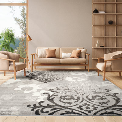 Davonn Floral Silver Area Rug