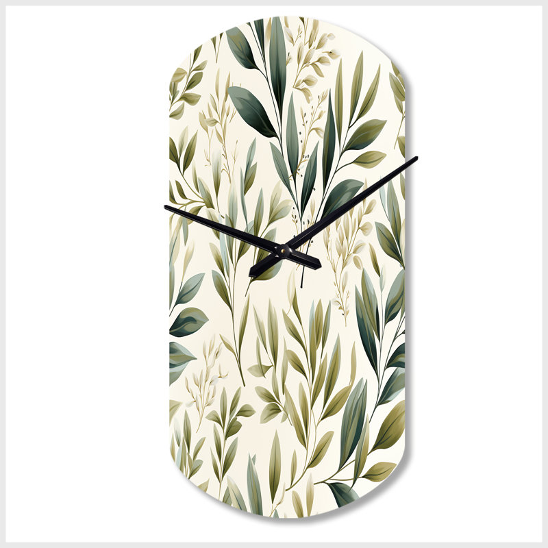 Horloge murale en métal Tranquil Leaves - Plantes cylindriques, Petit