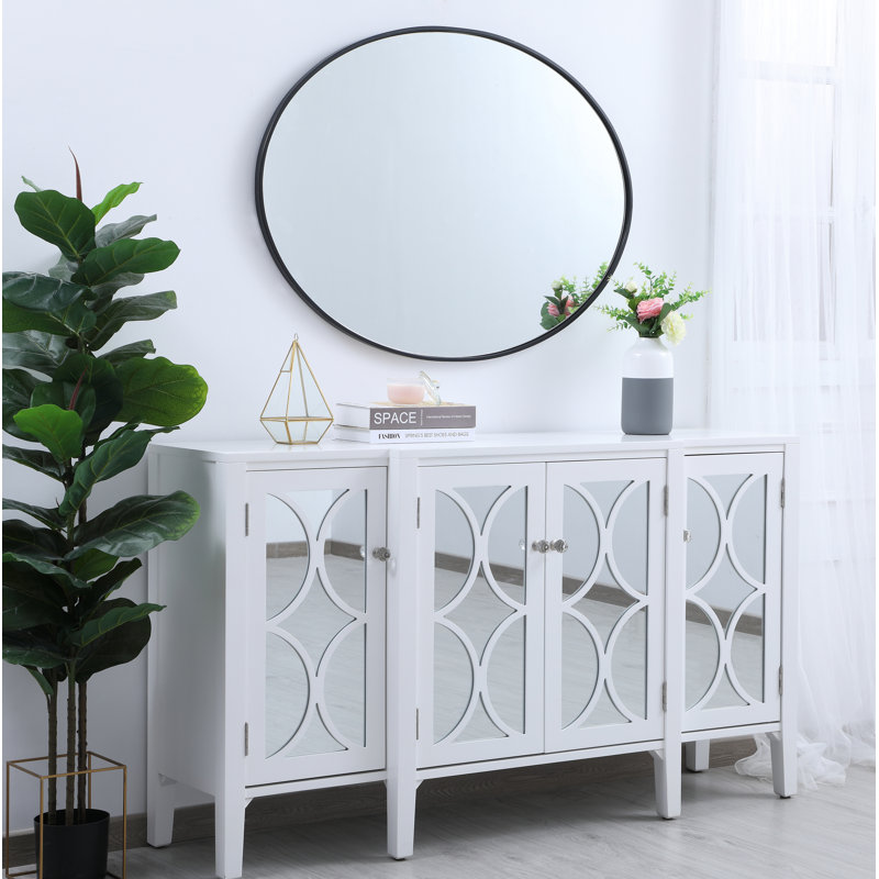 Sabine Metal Oval Wall Mirror, Black, 30" x 40"
