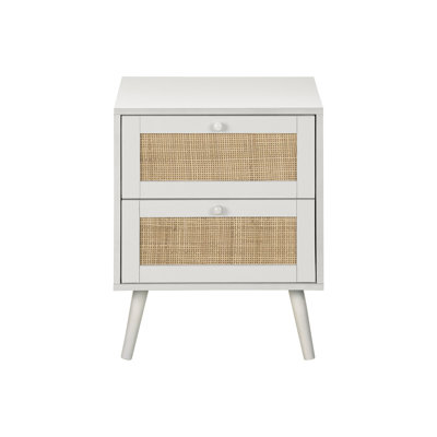 Practical White Accent Table With Storage Drawers, Solid Wood Legs, And Compact Design, Suitable For Small Bedroom Living Room Areas