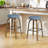 Swivel Upholstered Seat Solid Wood Counter Stool With Metal Footrest,Backless Counter Height Bar Stool (Set Of 2)-55361813