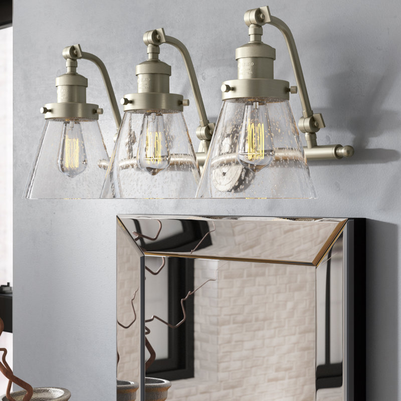 Éclairage pour salle de bain 3 lumières à intensité variable Kawamoto, Nickel satiné brossé, Grainé