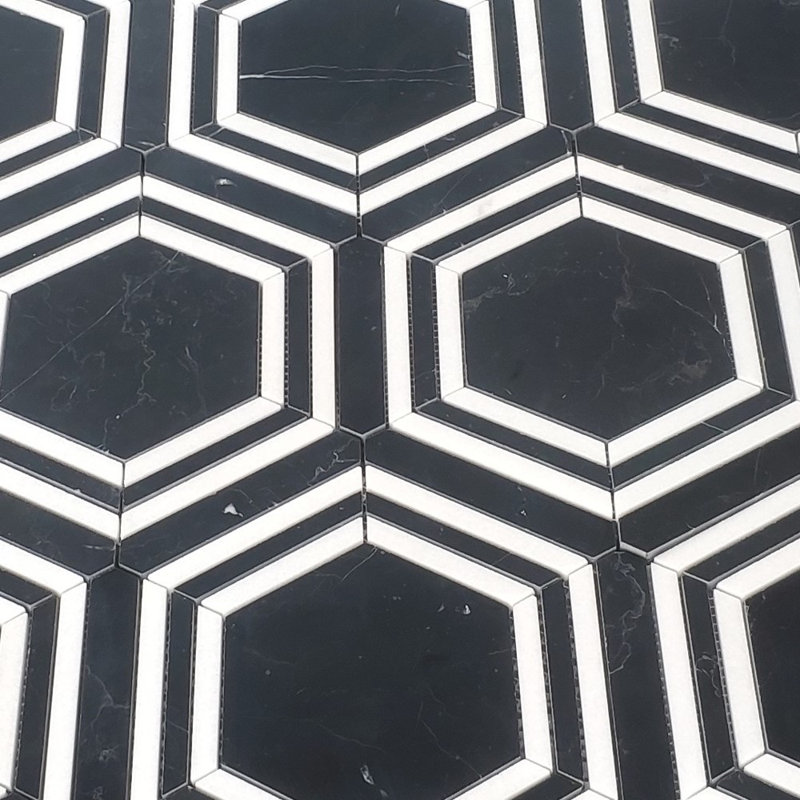 9 in. x 8 in. Honeycomb Honed Marble Tile