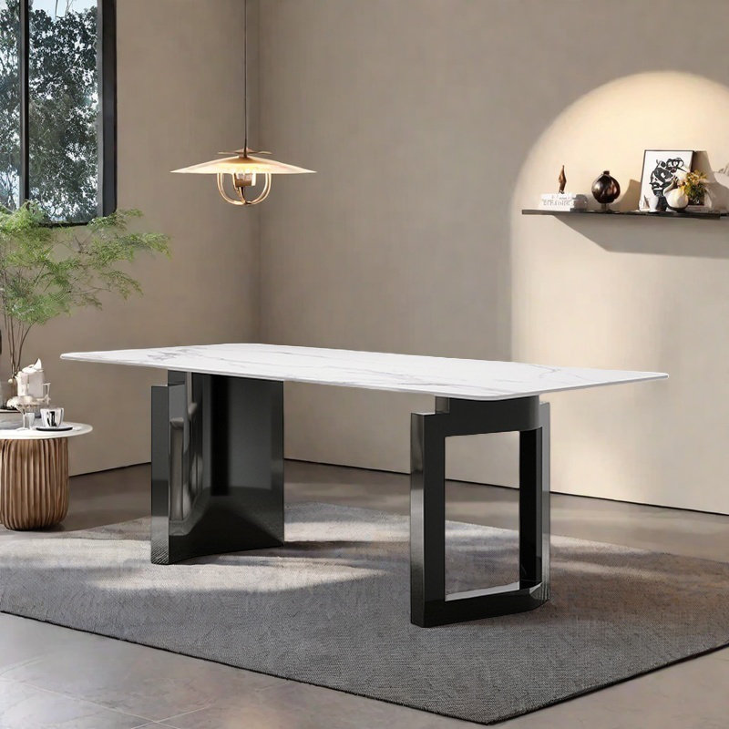 Table de salle à manger italienne en ardoise minimaliste, H 29,52 po x L 70,86 po x l 35,43 po