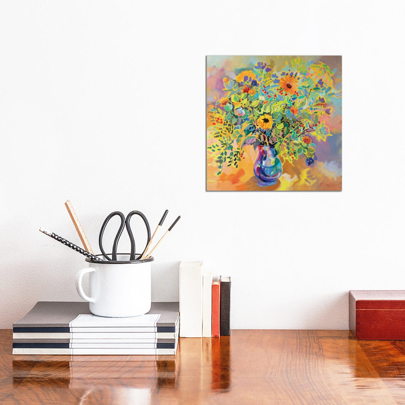 Warm Bouquet by Katharina Valeeva - Wrapped Canvas Painting, 30.48 cm H x 30.48 cm W