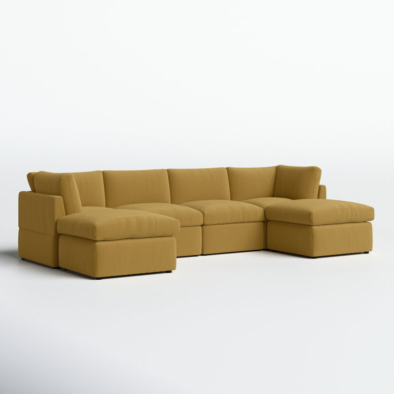 Canapé modulaire de coin avec repose-pieds Annai, Gingembre gingembre