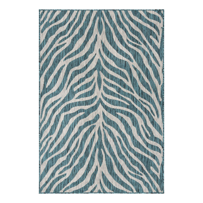 Teal Tsavo Indoor/Outdoor Safari Rug, Rectangle 4' x 6'