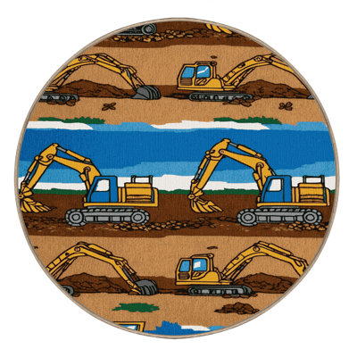 Machine Washable Transportation Brown Area Rug