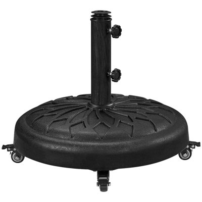 Porte-parasol de 55 lb en résine robuste avec support de parasol autoportant avec 4 roues verrouillables