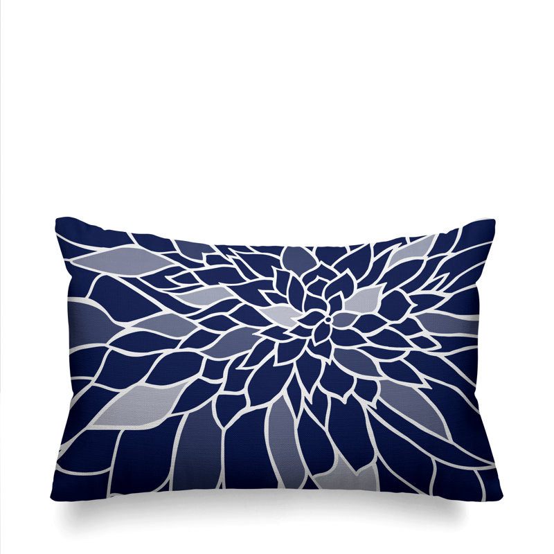 Raina Outdoor Reversible Throw Pillow, Navy Blue