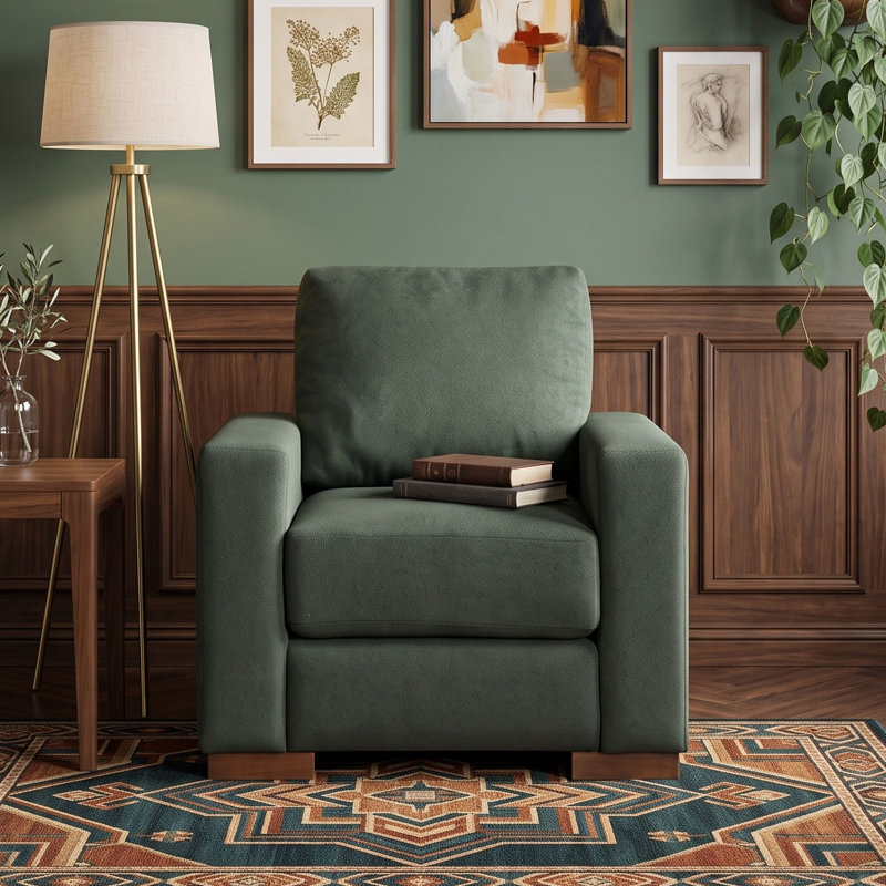 Fauteuil d'appoint carré rembourré, Vert