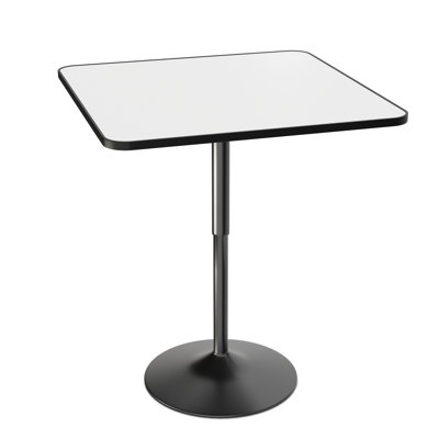 Bistro Pub Table Square Adjustable Height Cocktail Bar Table with Metal Base and Wooden Table Top