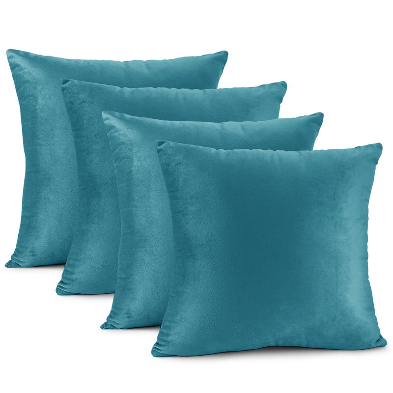 Velvet Reversible Pillow Cover, 18"H x 18"W, Beach Blue