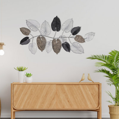 Elegant Decorative Metal Wall Accessory, Black Finish, 41.3 x 33.5 inches | 100% Metal Construction, Thickness: 0.06 inches | Lightweight at 2.9 lbs, Easy to Hang | Perfect for Home Decor and Modern Interiors