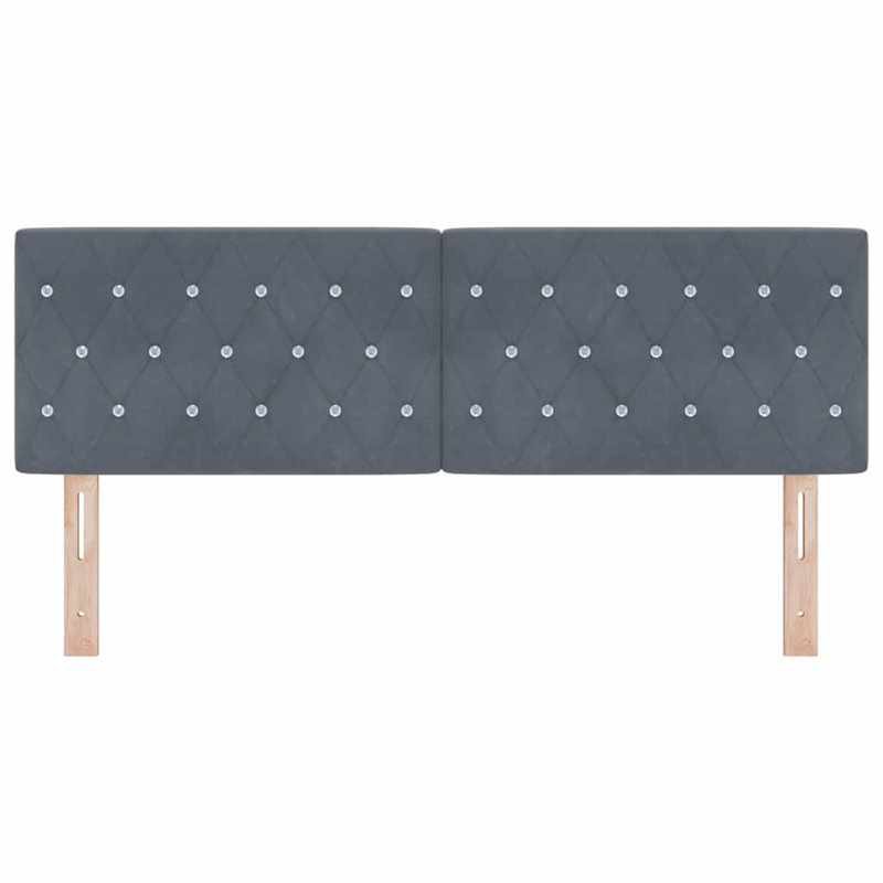  Velvet Headboard Argyle With Headboard Velvet, Single-Short (90 x 160cm), Dark Grey
