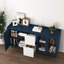 Armoire de rangement pour bar 55 po avec 2 tiroirs et portes en verre, garde-manger moderne bleu pour cuisine et salon-778364684
